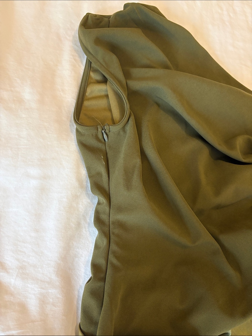 NEVER WORN Olive Green Satin Long Dress, XL - Picture 3 of 6